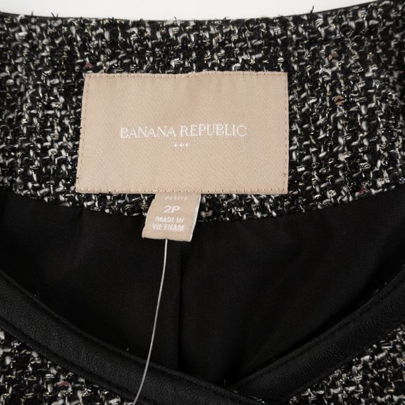 NEW BANANA REPUBLIC black/grey asymmetrical blazer size 2 P - Picture 3 of 8